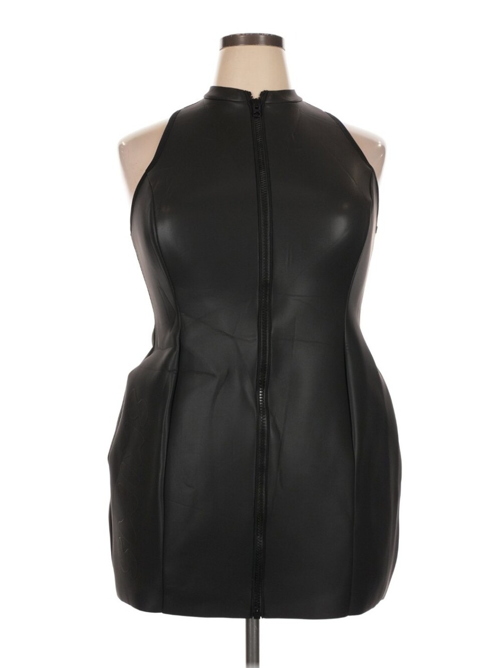 NWT SKIMS Rubberized Scuba Swim Mock Neck Mini Dress Onyx 2X